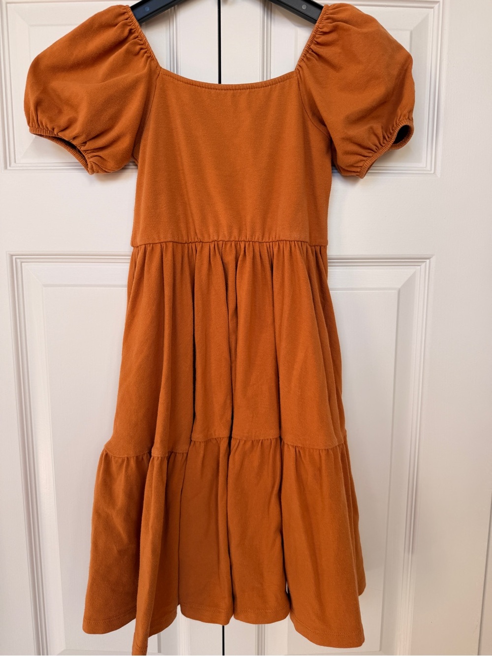 Girls' Puff-Sleeve Tiered Dress in Rust— Alice + Ames Juliet Dress